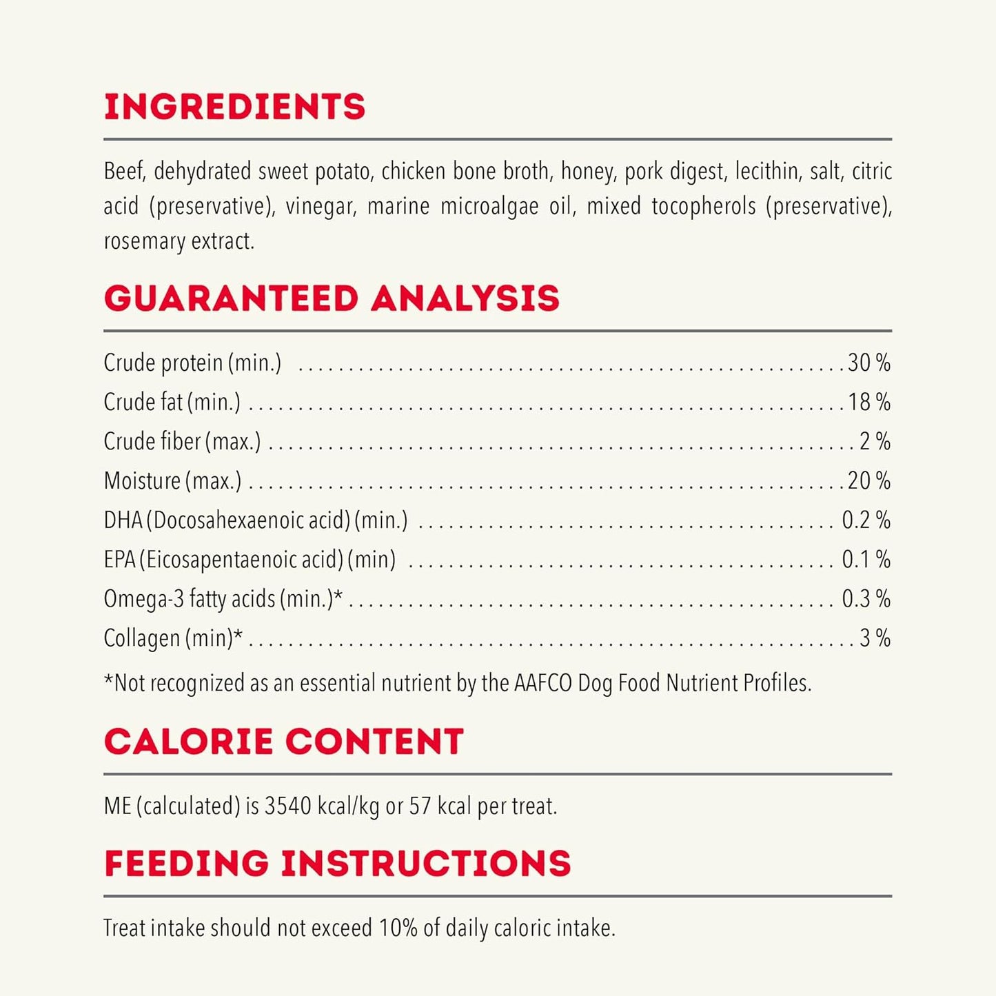 Acana hip and joint support dog treats with beef, sweet potato, and beneficial nutrients for healthy joints