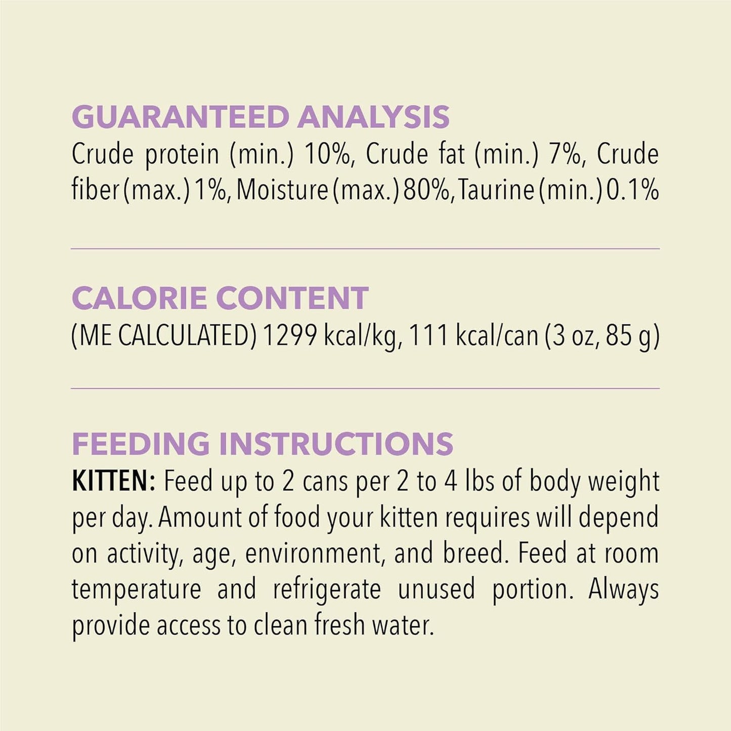 ACANA kitten wet cat food nutritional information and feeding instructions for healthy growth