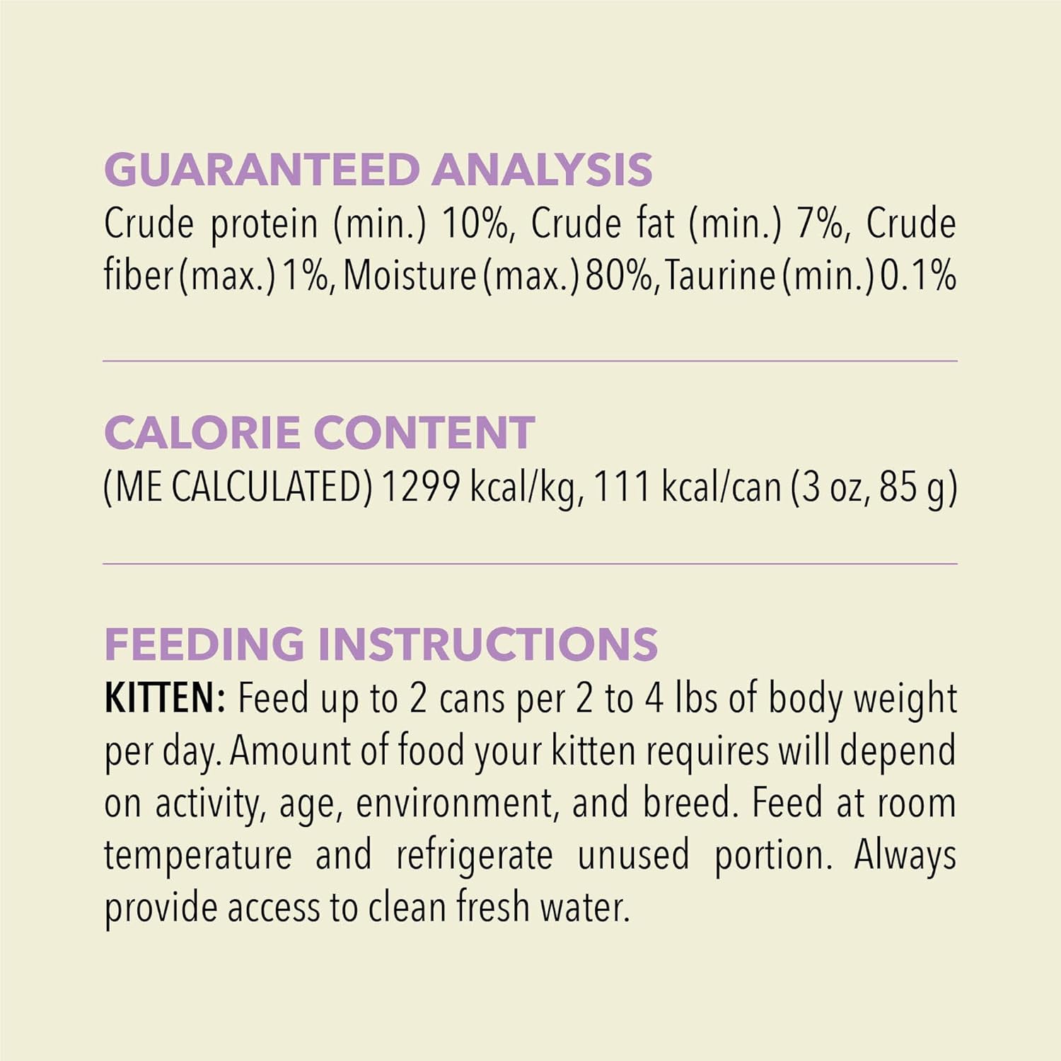 ACANA kitten wet cat food nutritional information and feeding instructions for healthy growth