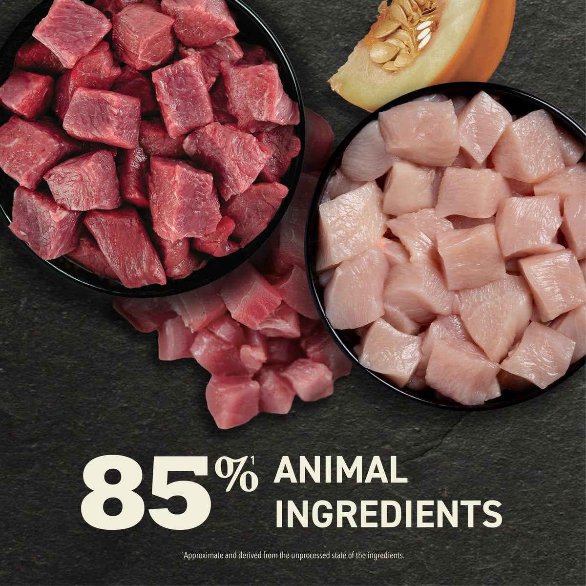 ACANA surf and turf wet cat food with 85% animal ingredients in premium quality meat chunks