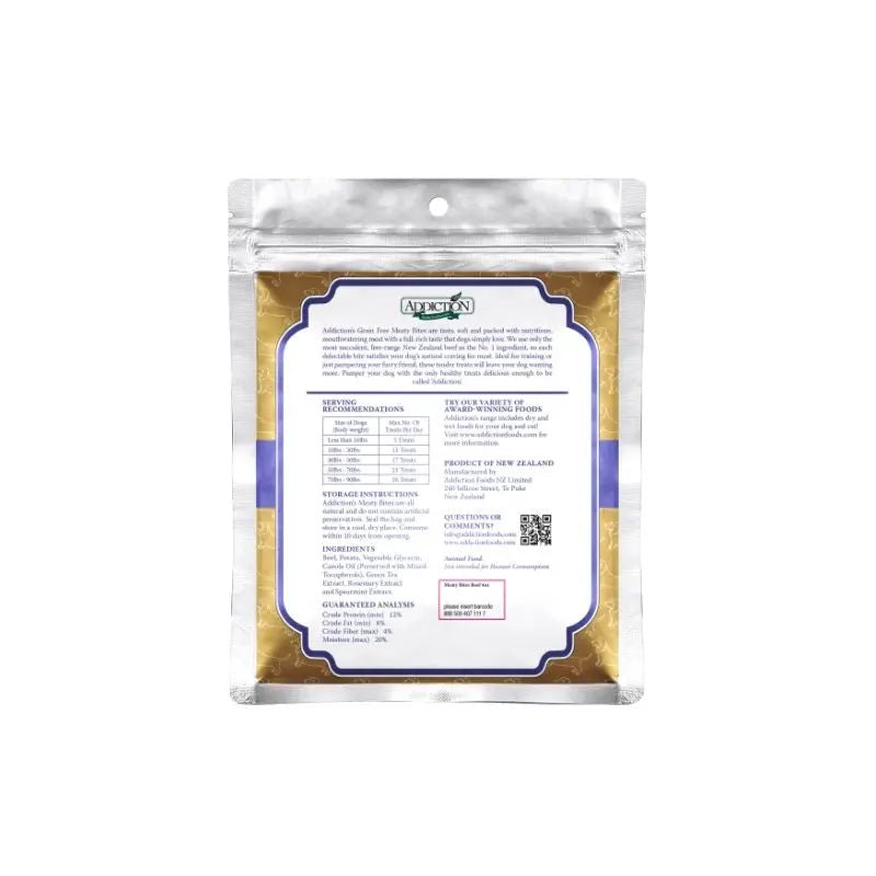 Addiction Beef Meaty Bites Grain - Free Dog Treats 4oz - Talis Us