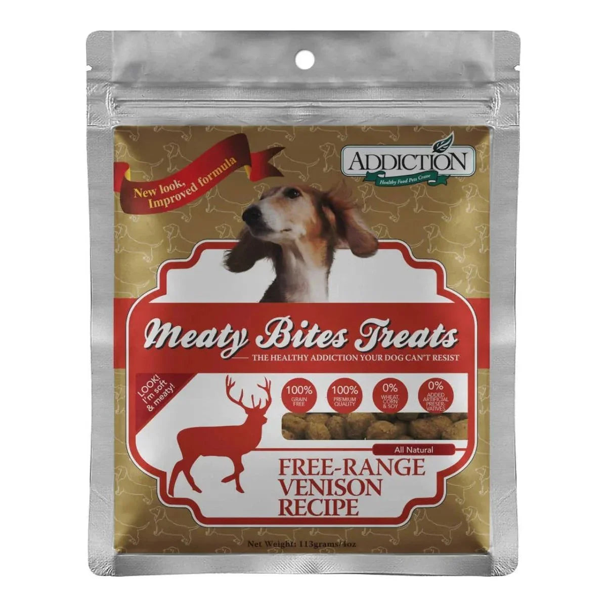 Addiction Venison Meaty Bites Grain - Free Dog Treats 4oz - Talis Us