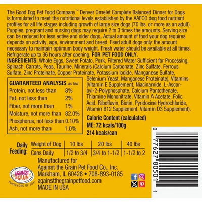 Against the Grain The Good Egg Denver Omelet Canned Dog Food 12ea/10.5 oz - Talis Us