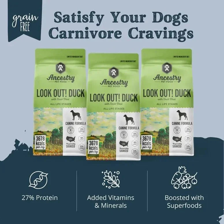 Ancestry Pet Food Duck Meal & Potato Formula Dry Kibble Dog Food - Talis Us