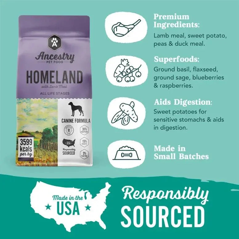 Ancestry Pet Food Lamb Meal & Sweet Potato Formula Dry Kibble Dog Food - Talis Us