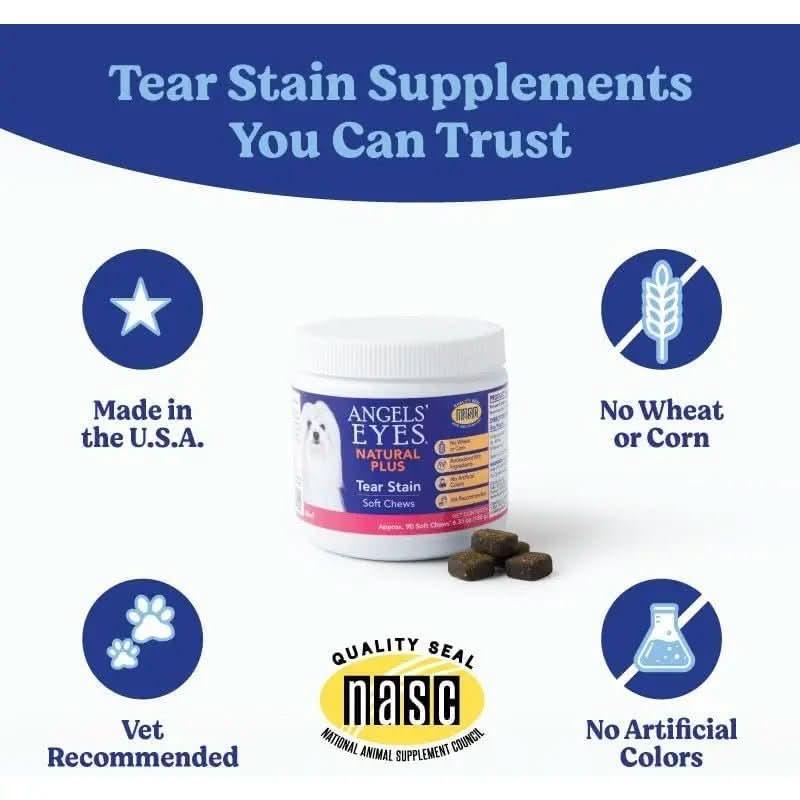 Angels' Eyes Natural Plus Tear Stain Beef Flavored Soft Chew Supplement for Dogs 90ct - Talis Us