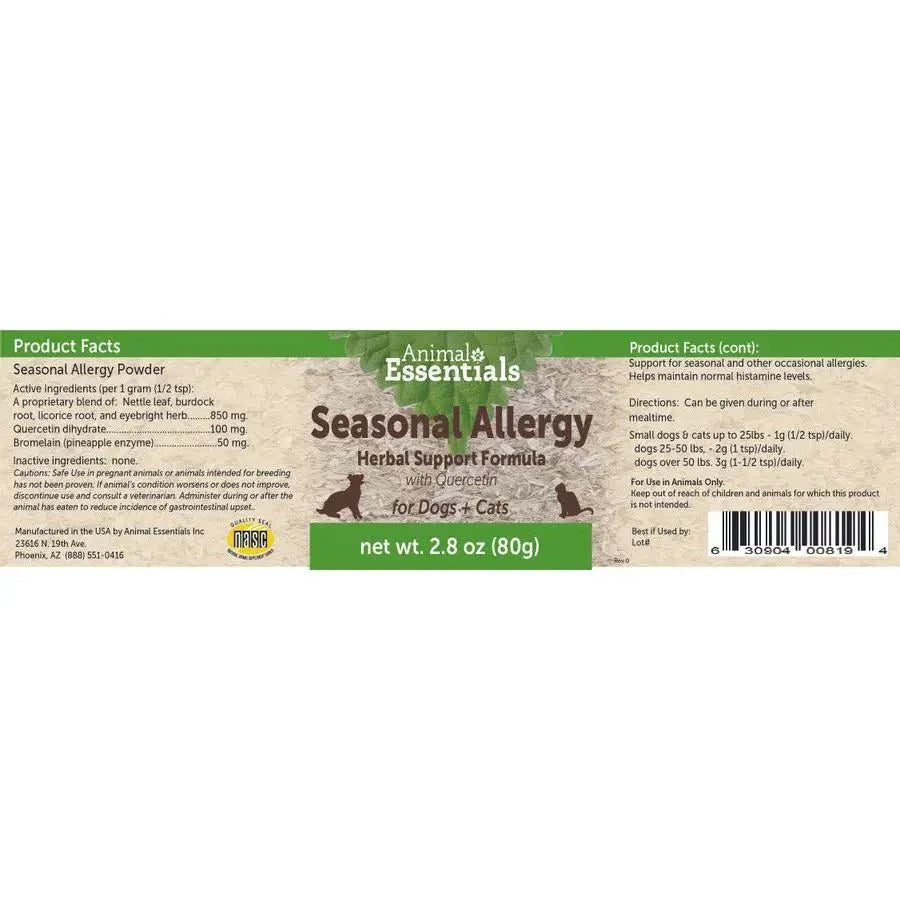 Animal Essentials Seasonal Allergy Quercetin herbal Support powder for Dogs and Cats - Talis Us