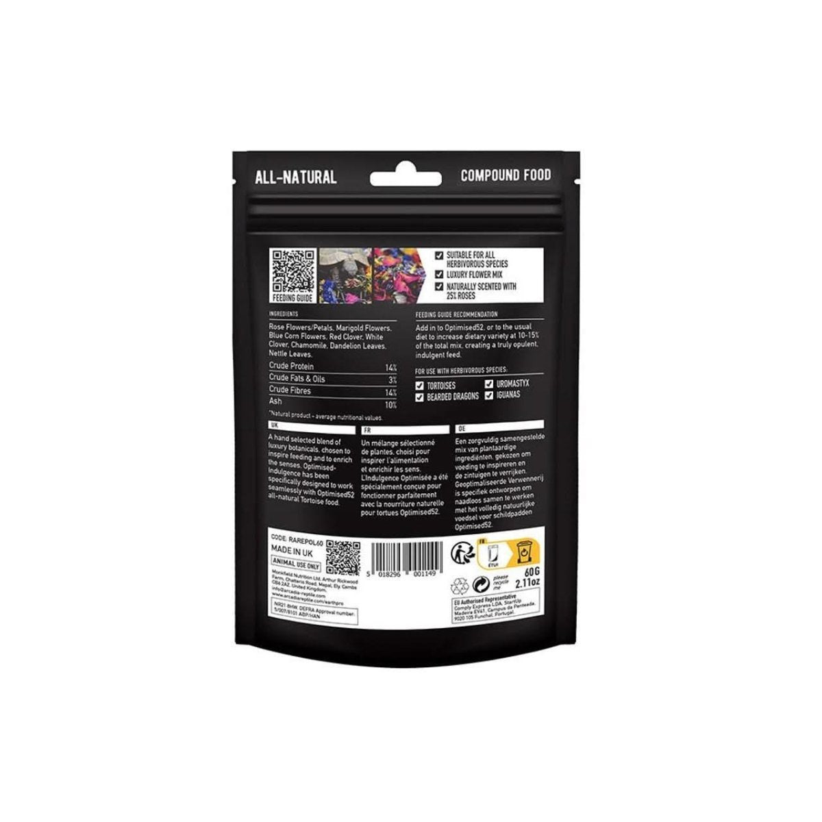 Arcadia EarthPro Optimised - Indulgence Reptile Botanical Blend Food for Healthy Diet 60g - Talis Us