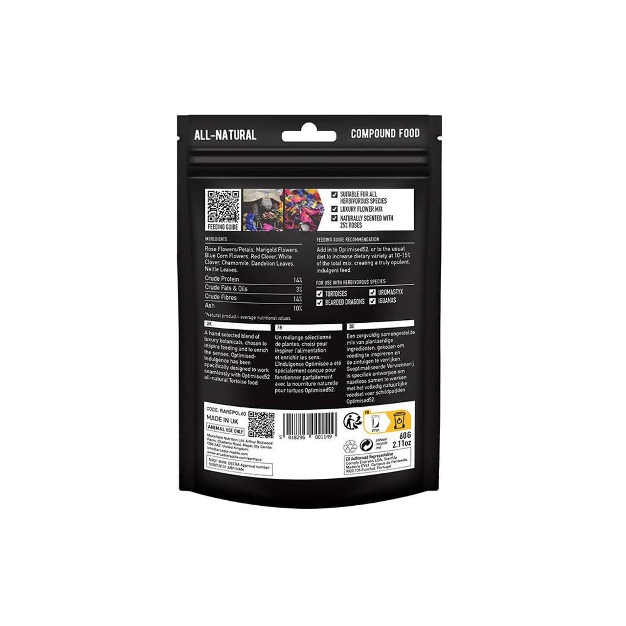 Arcadia reptile botanical blend food featuring natural ingredients for healthy reptiles