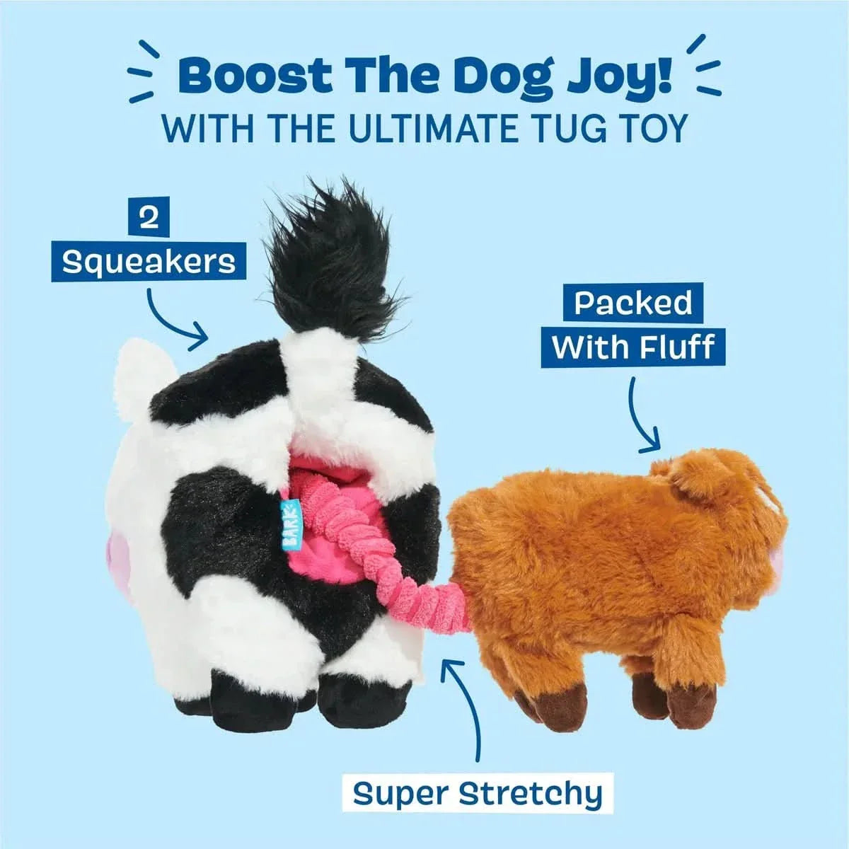 BARK Cow Dog Plush Toy - Fun & Cuddly Pet Playmate - Talis Us