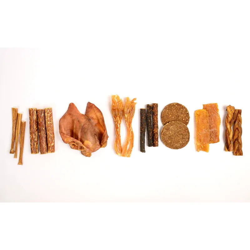 Butchers variety pack dog treats including assorted chews and jerky for healthy canine snacking