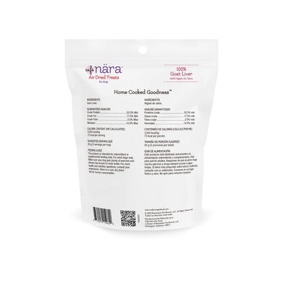Caru Pet Food Home Cooked Goodness goat liver dog treats in an air-dried packaging for healthy pet snacks