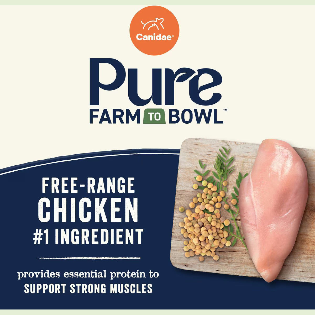 CANIDAE Pure Farm to Bowl Small Breed Chicken Dry Dog Food with real chicken as the first ingredient