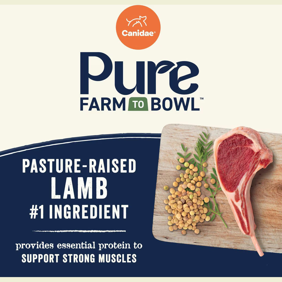 CANIDAE Small Breed Lamb Dry Dog Food with pasture-raised lamb as the main ingredient for strong muscles