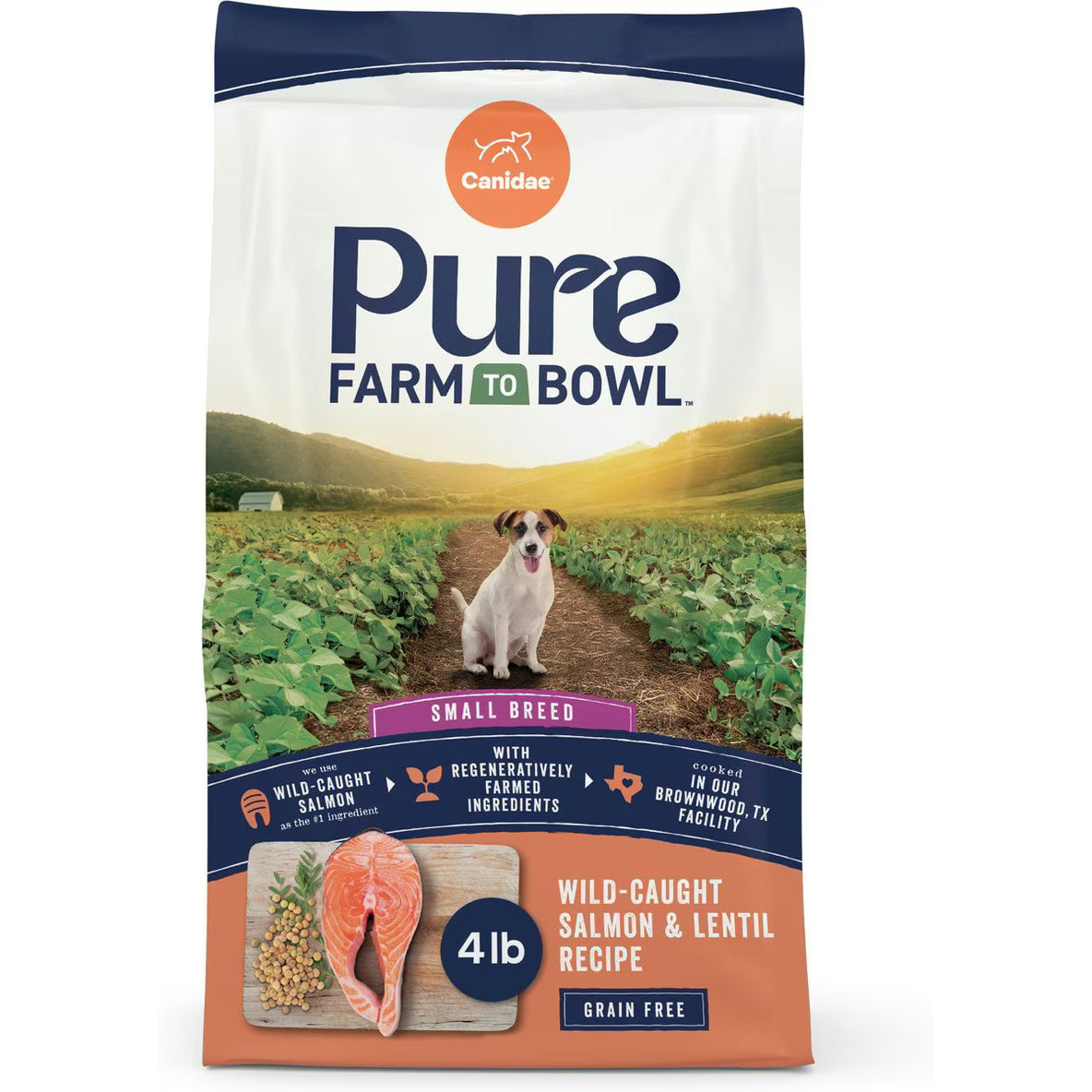 Canidae Pure Farm to Bowl 4lb Small Breed Salmon Dry Dog Food with Wild-Caught Salmon and Lentils