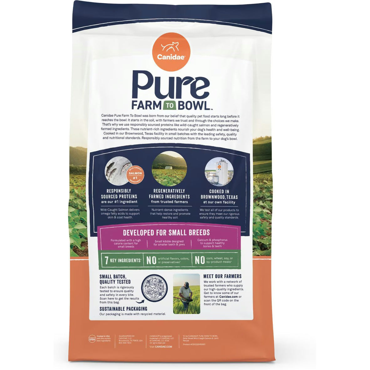 Canidae Pure Farm to Bowl Small Breed Salmon Dry Dog Food with high-quality ingredients for small dogs