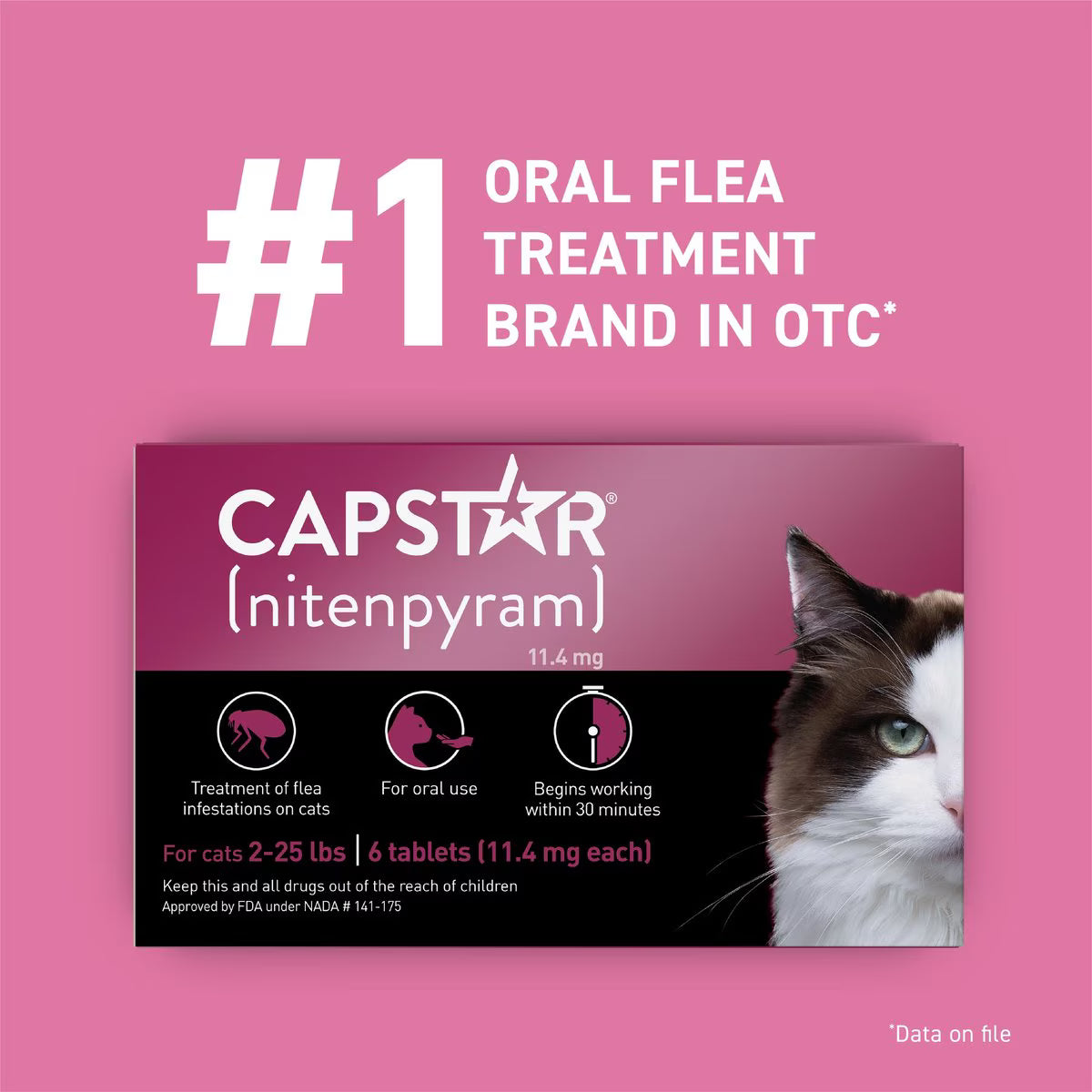 Capstar Cat Flea Tablets without prescription for effective flea control, 6 tablets in package