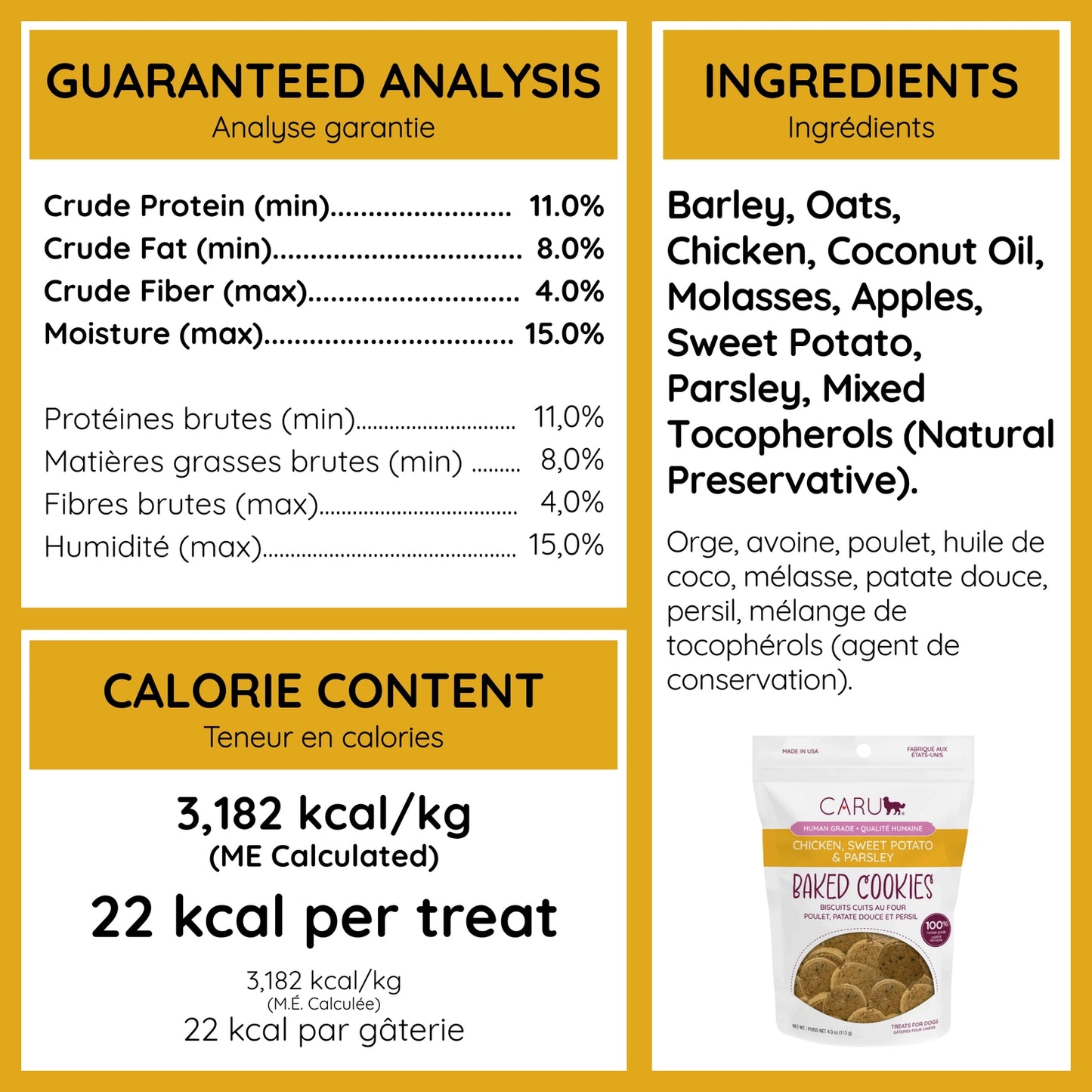 Caru Pet Food Baked Cookie Dog Treats made with Barley, Chicken and Natural Ingredients