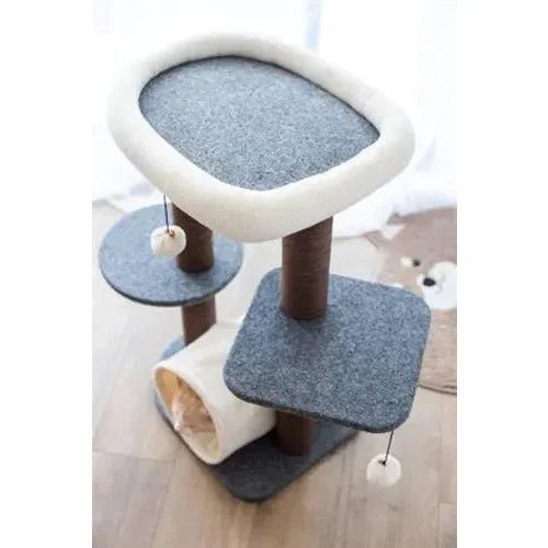 Catry, Lifted Cat Tree Cat Tower with Tunnel and Pom Poms - Talis Us