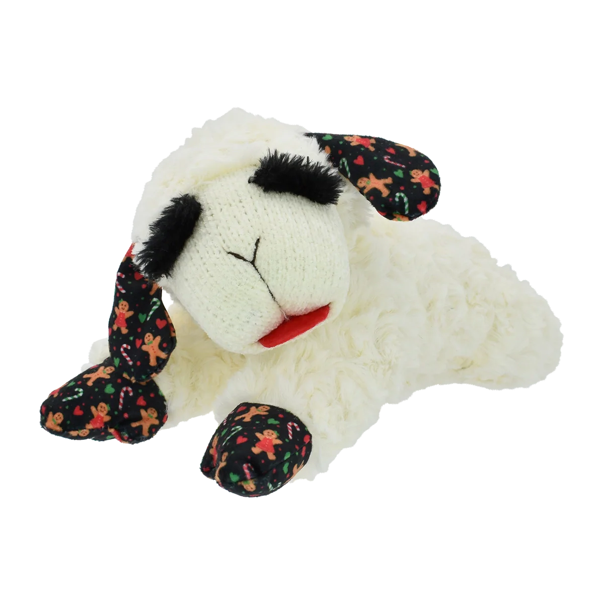 Multipet Christmas Lamb Chop dog toy with soft fabric and festive design for playful pets