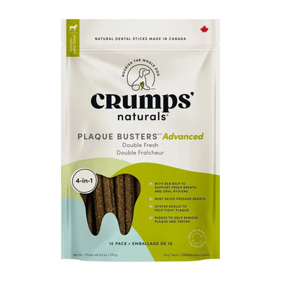 Crumps Plaque Busters Advanced Double Fresh Dental Sticks With Sea Kelp & Mint Dog 10ct 9.5oz - Talis Us