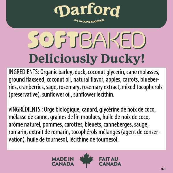 Darford soft baked duck dog treats with organic ingredients for a delicious and healthy snack