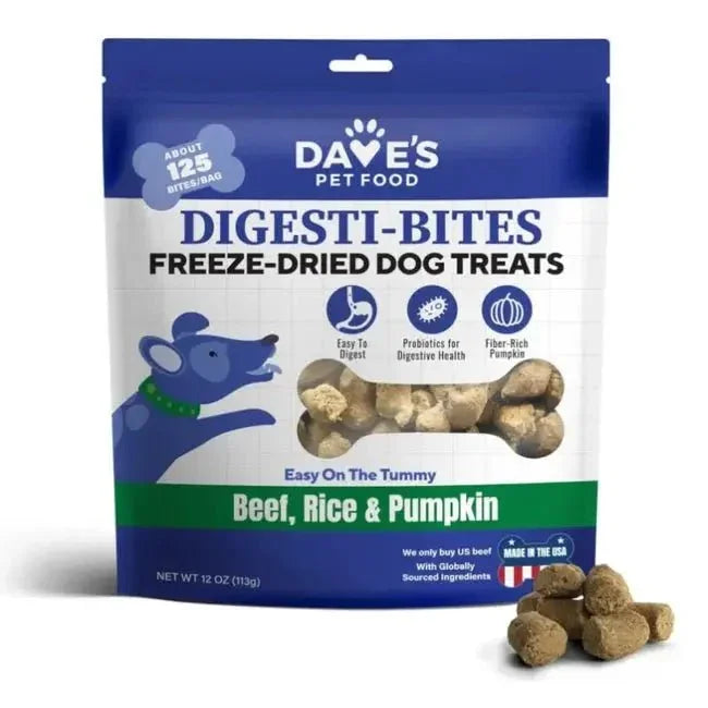 Dave's Digesti - Bites Beef, Rice & Pumpkin Freeze - Dried Dog Treats - Talis Us