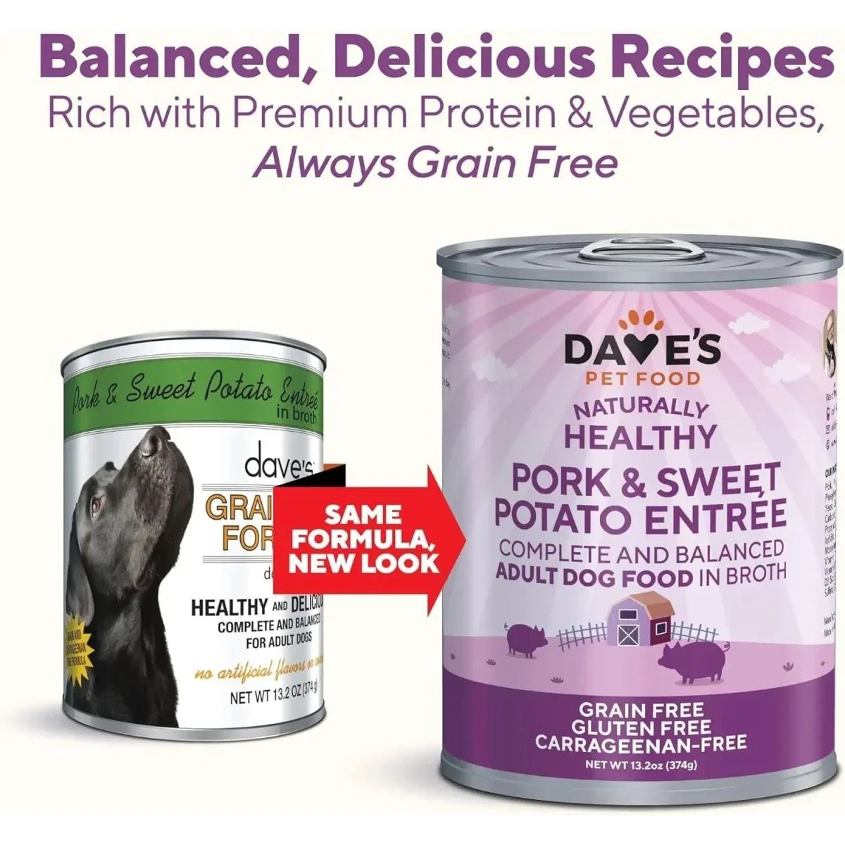 Dave's Pet Food Grain - Free Pork & Sweet Potato Entree Healthy Canned Dog Food 13oz/12ct - Talis Us