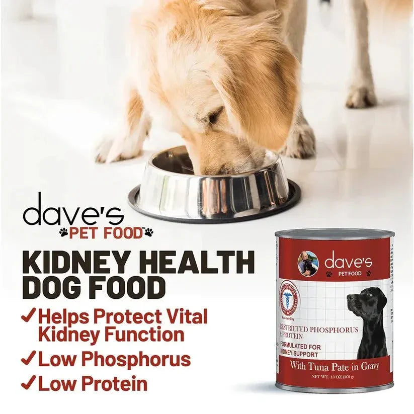 Dave's Pet Food Veterinarian Formulated Restricted Phosphorus & Protein Kidney Support, Tuna Pate in Gravy Wet Dog Food - Talis Us