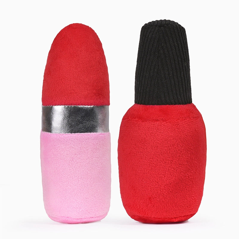 Hugsmart Pet lipstick and nail polish dog toys in vibrant colors for playful pups