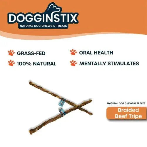 Dogginstix Braided Beef Tripe Sticks for Puppies - Talis Us