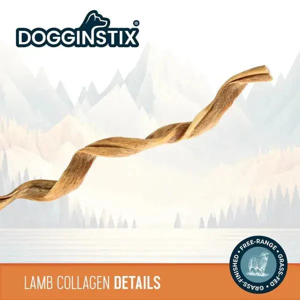 Dogginstix Lamb Collagen Twist Chews for Dogs 12" Case of 25 - Talis Us