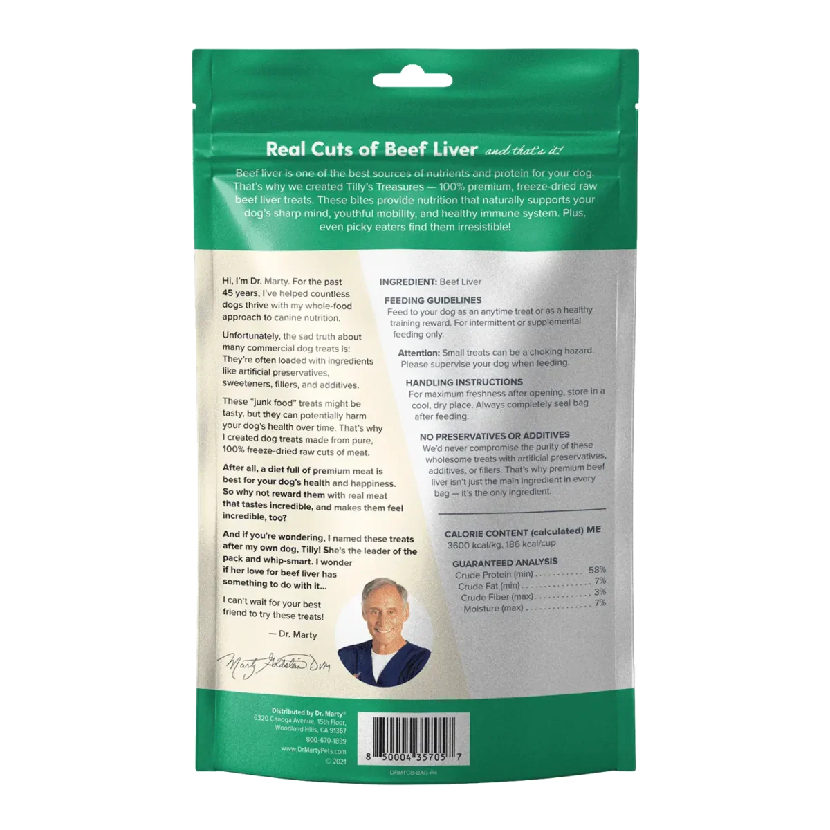 Dr. Marty Tilly's Treasures Beef Liver Dog Treat 4oz - Talis Us