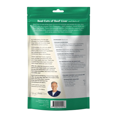Dr. Marty Tilly's Treasures Beef Liver Dog Treat 4oz - Talis Us