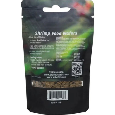 DrTim's Aquatics shrimp feed in a bag of shrimp food wafers for optimal health and nutrition