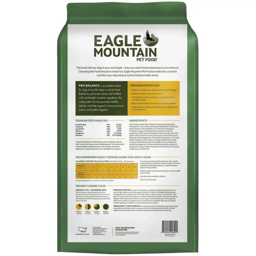 Eagle Mountain Pro Balance with Ancient Grains Beef Meal Dry Dog Food 40 lb - Talis Us