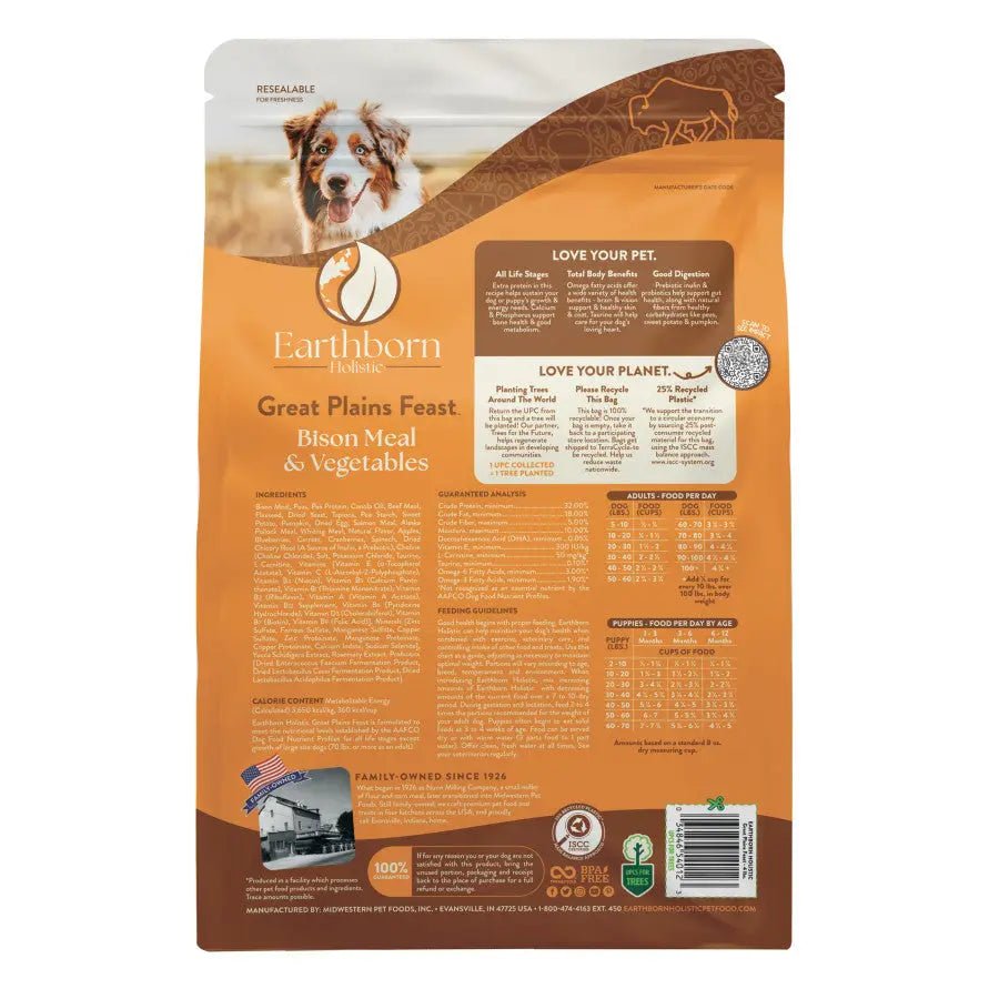 Earthborn Holistic Great Plains Feast Bison Meal & Vegetables Grain - Free Dry Dog Food - Talis Us