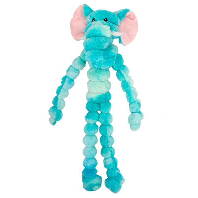 ThoozyPet elephant dog tug toy in turquoise with long, flexible arms and soft texture for playful pups