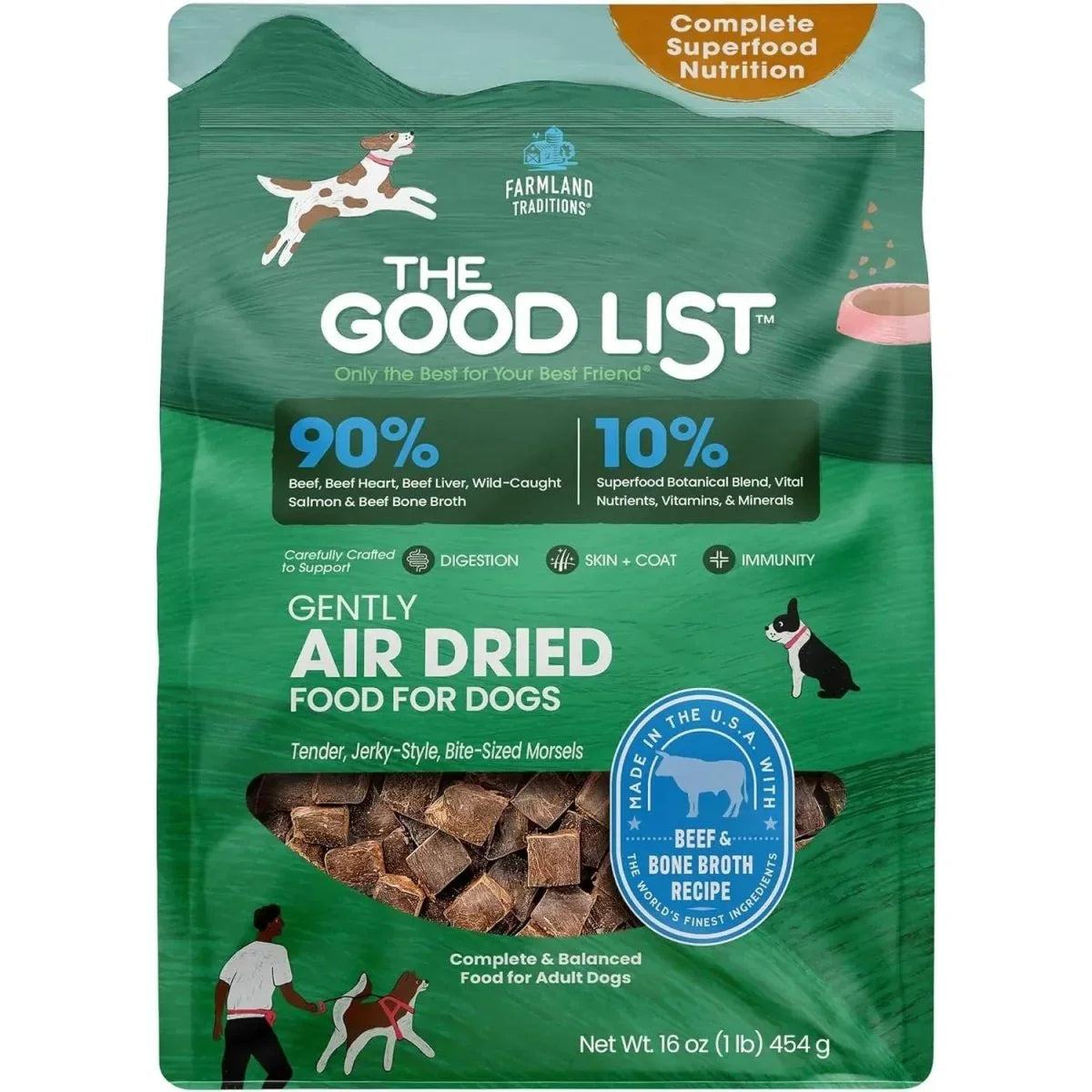 Farmland Traditions The Good List Gently Air Dried Beef & Bone Broth Dog Food - Talis Us