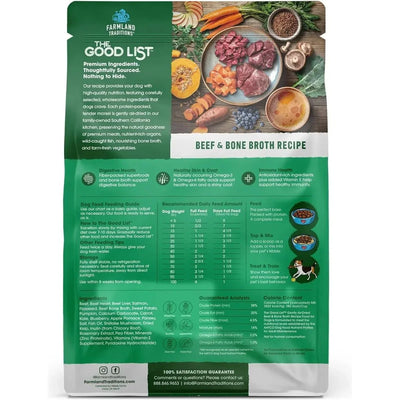 Farmland Traditions The Good List Gently Air Dried Beef & Bone Broth Dog Food - Talis Us