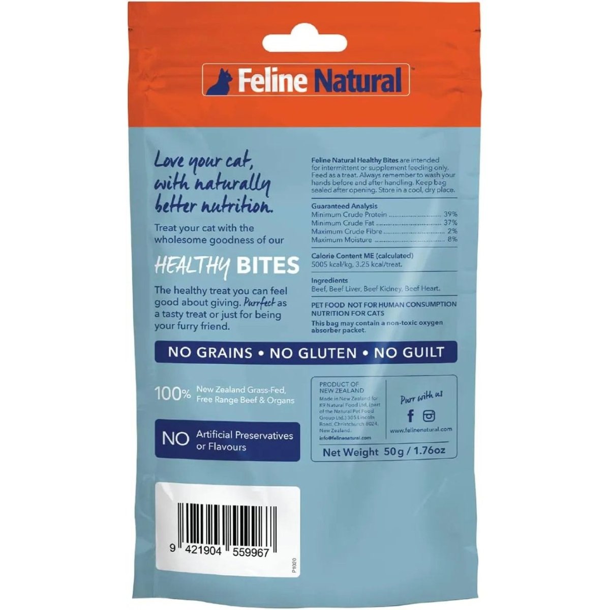 Feline Natural Beef Healthy Bites Grain - Free Freeze - Dried Cat Treats 1.76oz - Talis Us