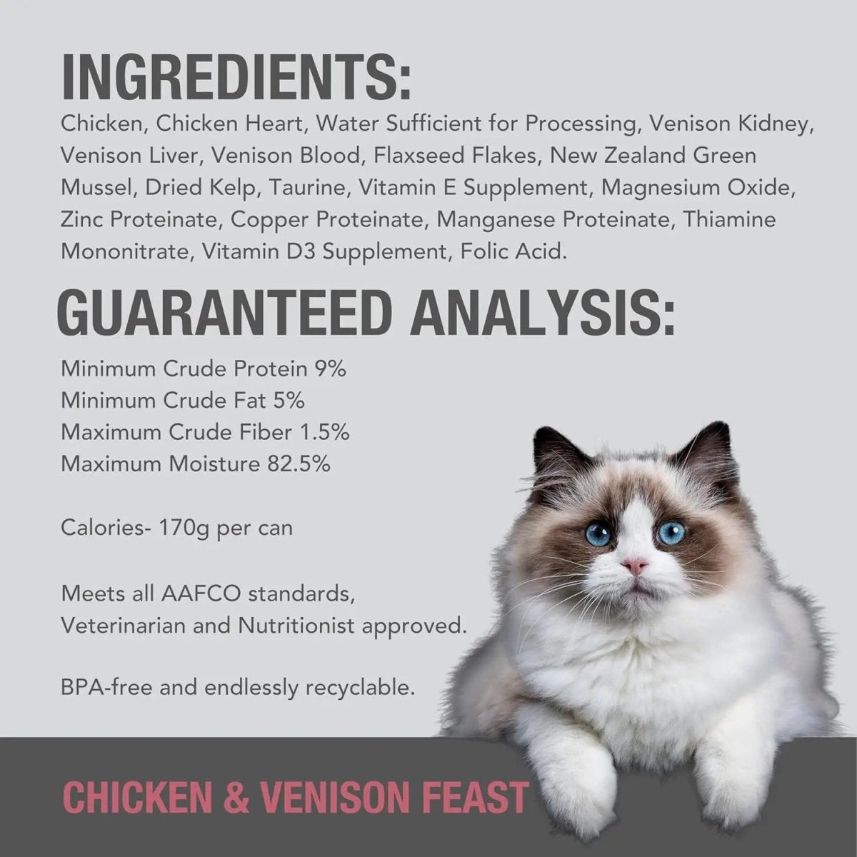 Feline Natural Chicken & Venison Feast Grain - Free Canned Cat Food 12/6oz - Talis Us