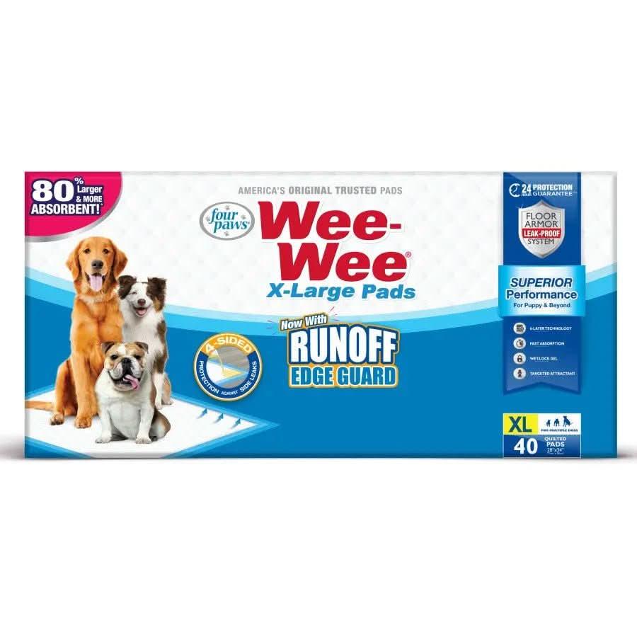 Four Paws Wee - Wee Superior Performance Gigantic Dog Pee Pads with Runoff Edge Guard 28 in X 34 in (40 ct) - Talis Us