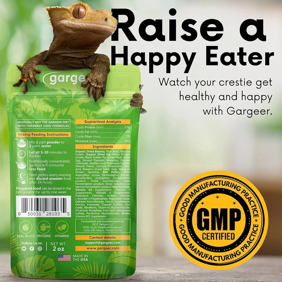 Gargeer Complete Fig & Insects Protein Crested Gecko Food - Talis Us