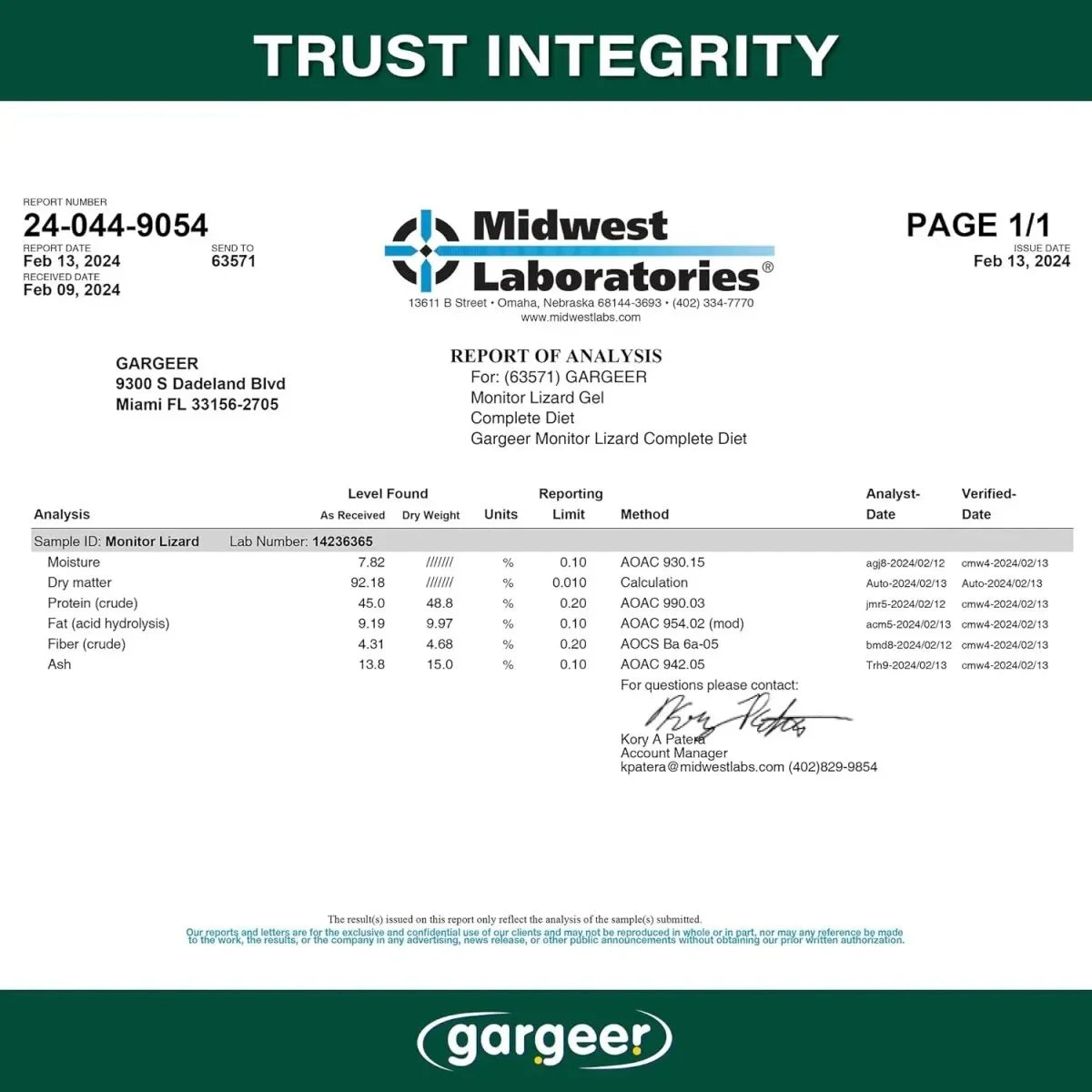 Gargeer Complete Gel Diet Monitor Lizard Food 3oz - Talis Us