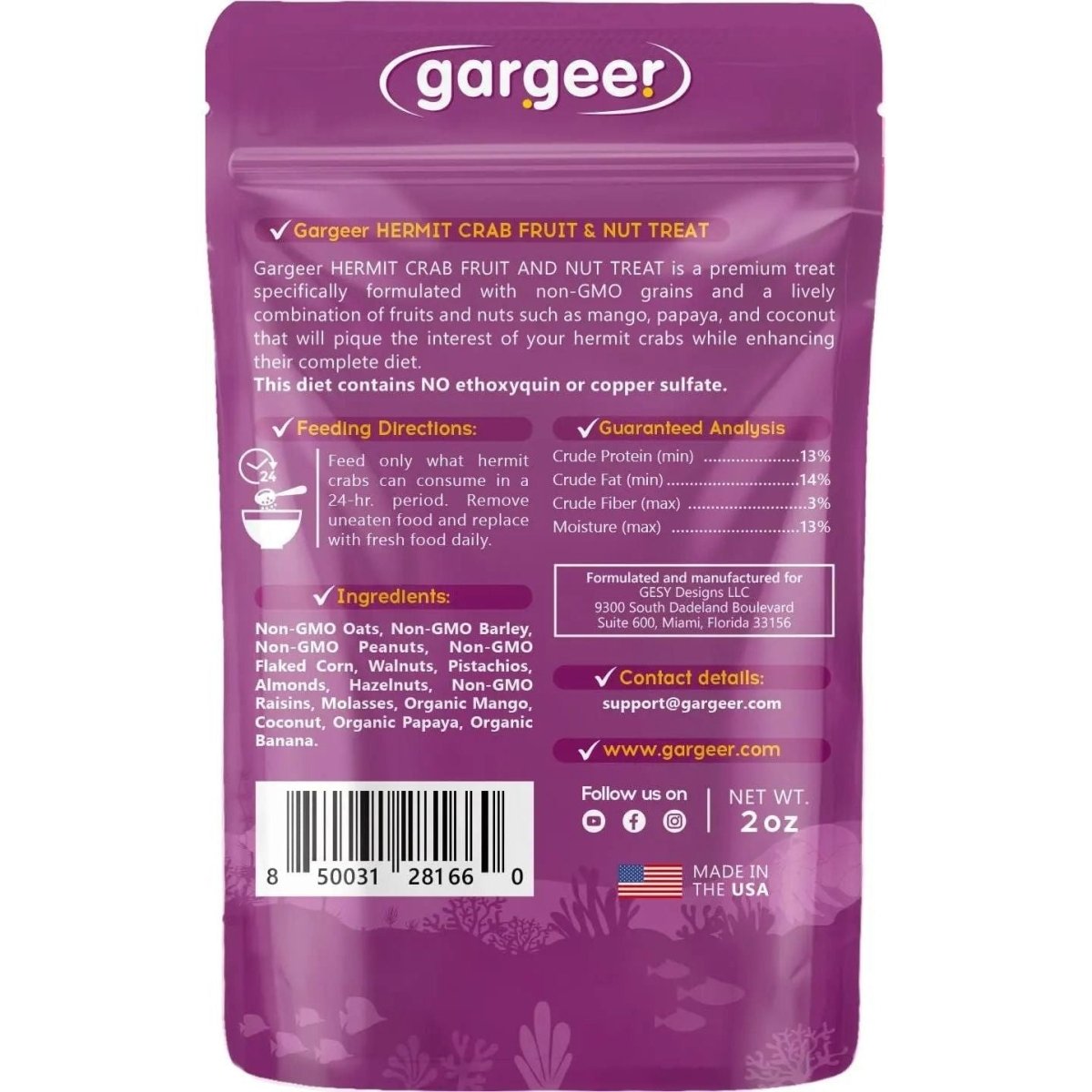 Gargeer Fruit & Nuts Hermit Crab Treats 2oz - Talis Us