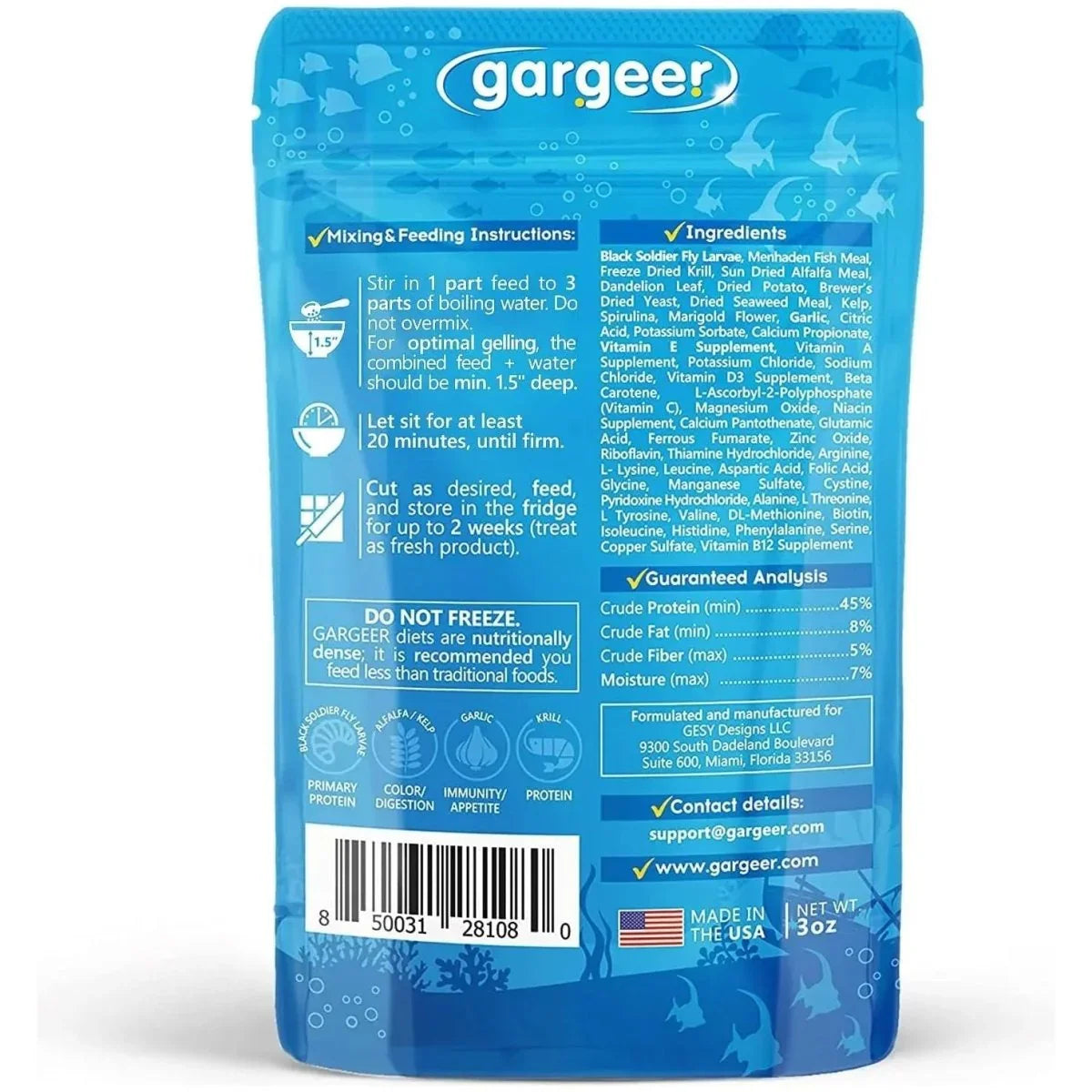 Gargeer Marine Gel Diet Complete Saltwater Omnivore Fish Food - Talis Us