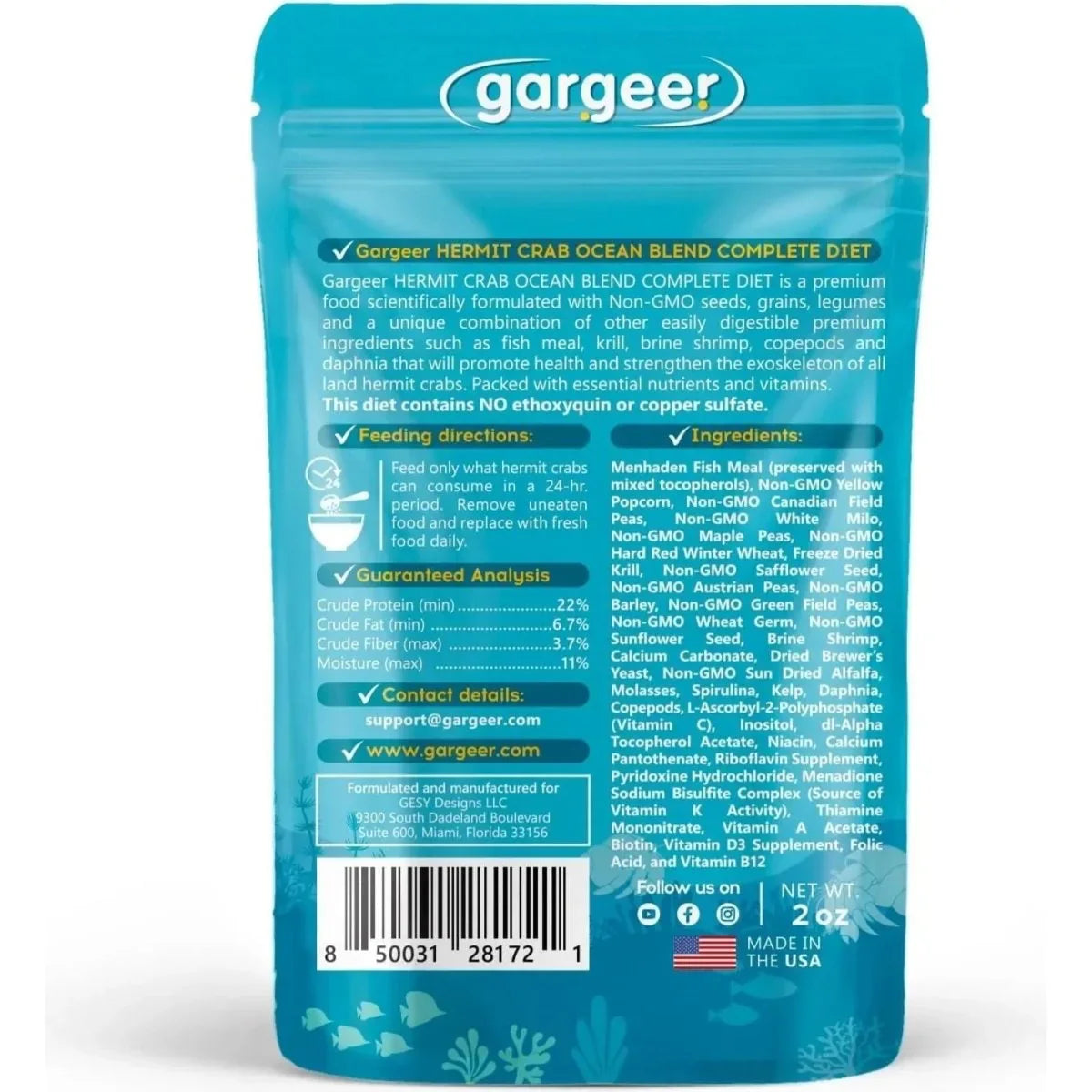 Gargeer Ocean Blend Complete Hermit Crab Food 2oz - Talis Us