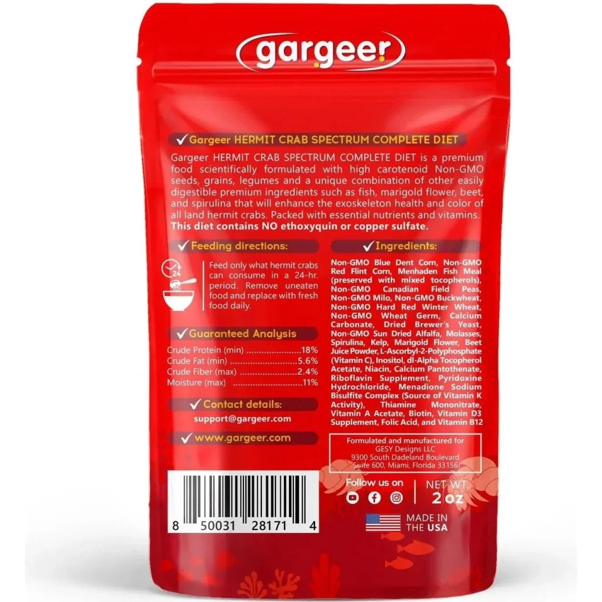 Gargeer Spectrum Complete Hermit Crab Food 2oz - Talis Us