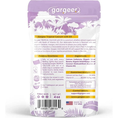 Gargeer Tropical Blend Calcium Powder Reptile & Amphibian Supplement 4oz - Talis Us